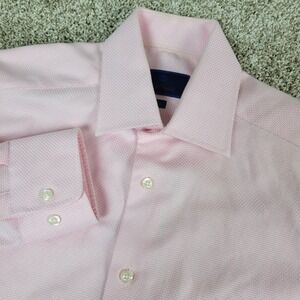 David Donahue Slim Mens 15.5-34/35 Pink Geometric Button Up Long Sleeve